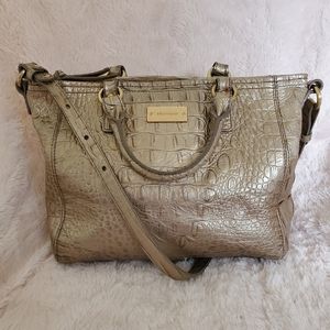 Brahmin Croc Embossed Handbag Champagne Color